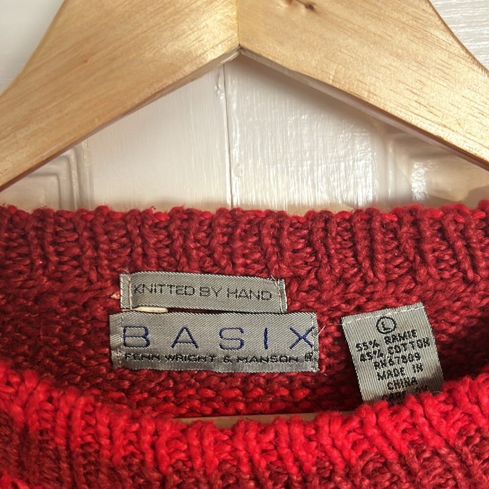 Fenn Wright & Manson Red Pink Striped Southwest 90s Sweater - Picture 3 of 7